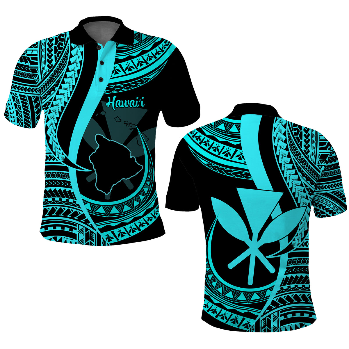 Custom Hawaii Polo Shirt Hawaii Islands Map With Kanaka Maoli CTM14