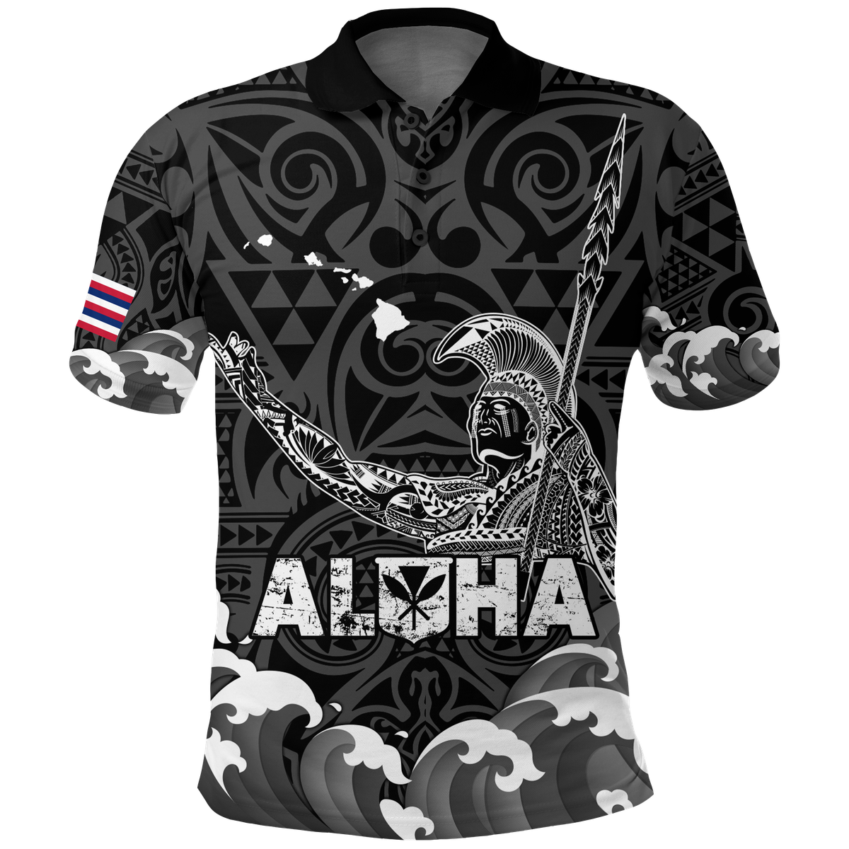 Custom Hawaii King Kamehameha Aloha Hawaii Nei Polo Shirt - LT2 BLACK - Polynesian Pride