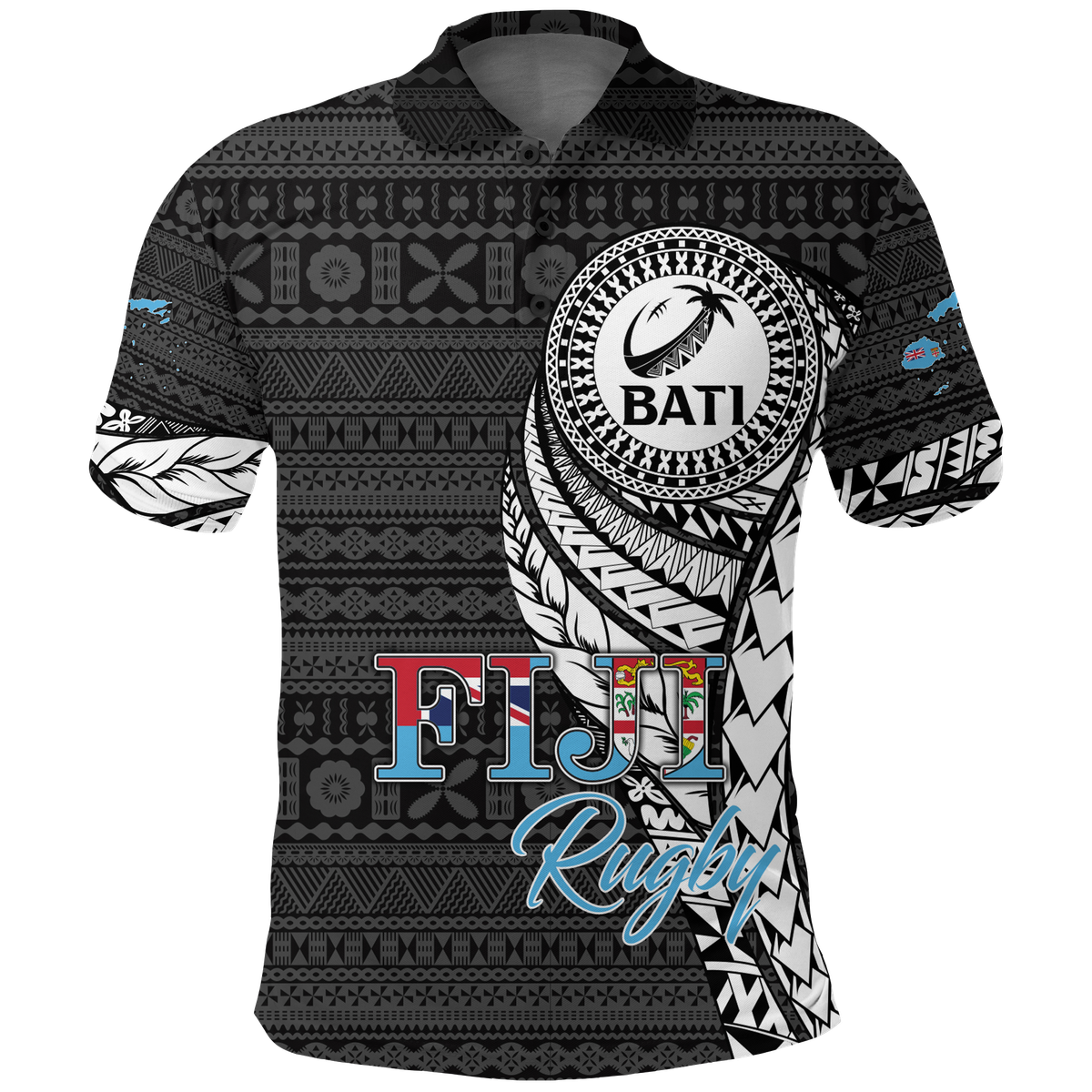 Custom Fiji Rugby Bati Tapa Pattern Polo Shirt LT2 - Polynesian Pride