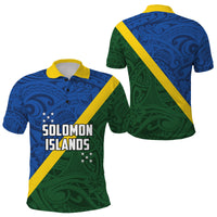 Solomon Islands Polynesian Tribal Flag Style Polo Shirt LT03 Blue - Polynesian Pride