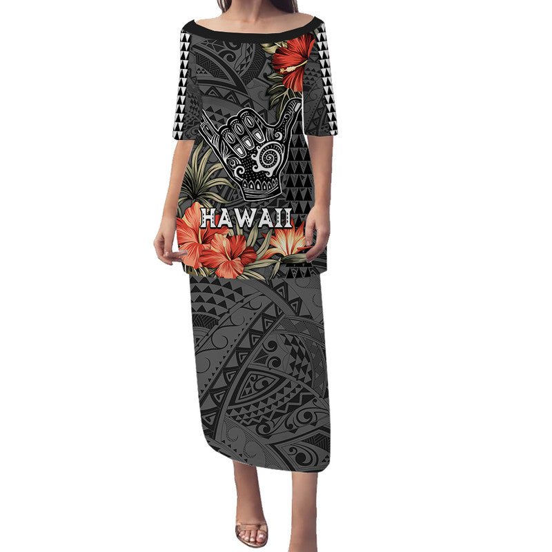 Hawaii Shaka Surf Hand Sign Puletasi Dress Polynesian Vintage Vibes LT9 - Polynesian Pride