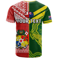 Custom Tonga and Australia Rugby T-Shirt - Mate Maa Tonga Mix Kangaroos LT14 - Polynesian Pride