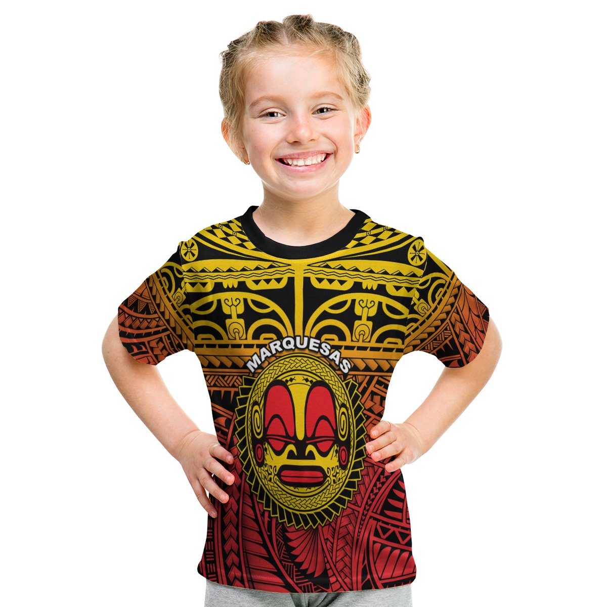 Marquesas Islands T Shirt Kid Mata Tiki Polynesian Pattern LT13 Youth XL Size14 - Polynesian Pride