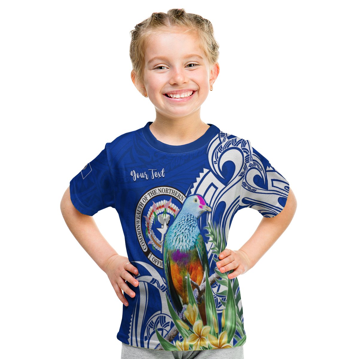 (Custom Personalised) Northern Mariana Islands T Shirt KID Mariana Fruit Dove Mix Frangipani Flowers LT13 Youth XL Size14 - Polynesian Pride