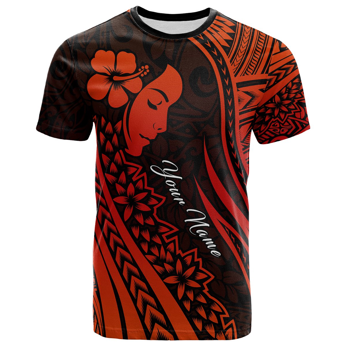 Custom Polynesian Valentine Couple T Shirt I LOVE YOU Hibiscus Style Red LT13 No Men - Polynesian Pride