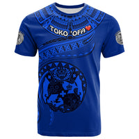 (TOKO ofA TAMALE) Tonga Polynesian T Shirt Tonga Waves Mix Logo Blue Black LT13 Unisex Blue - Polynesian Pride