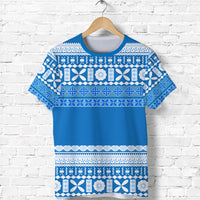 Bula Fiji T Shirt Tapa Pattern LT13 Unisex Blue - Polynesian Pride