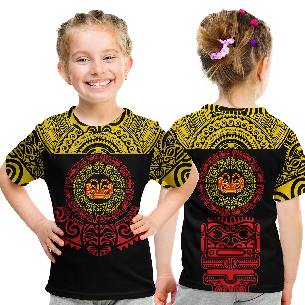 Marquesas Islands T Shirt Kid Marquesan Tattoo Simplified Version - Yellow LT8 Youth XL Size14 - Polynesian Pride