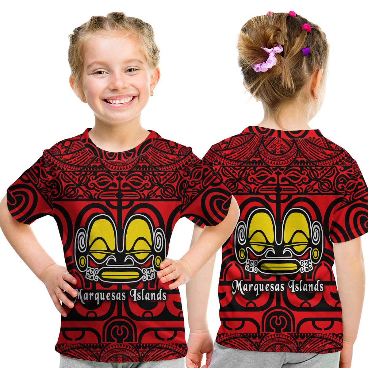 Marquesas Islands T Shirt Kid Marquesan Tattoo Simple Style - Red LT8 Youth XL Size14 - Polynesian Pride
