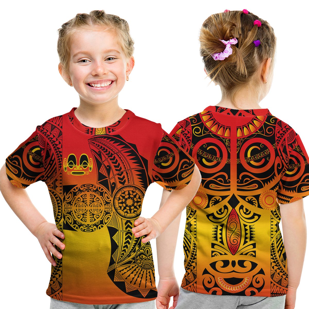 Marquesas Islands T Shirt Kid Marquesan Tattoo Original Style - Gradient Red LT8 Youth XL Size14 - Polynesian Pride