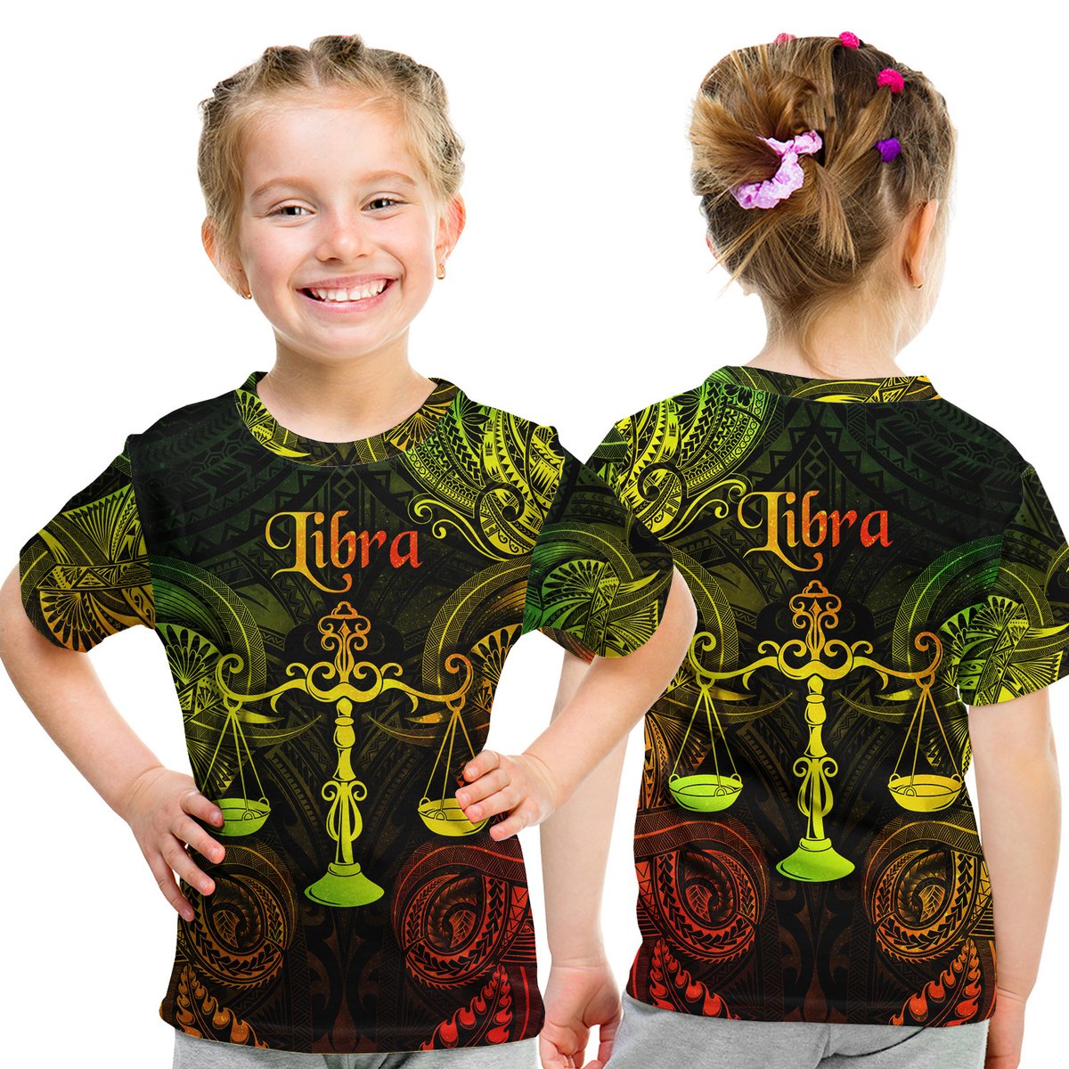 Libra Zodiac Polynesian T Shirt Kid Unique Style - Reggae LT8 Youth XL Size14 - Polynesian Pride