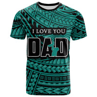Custom Happy Fathers Day T Shirt Polynesian Patterns Green Style LT6 Green - Polynesian Pride