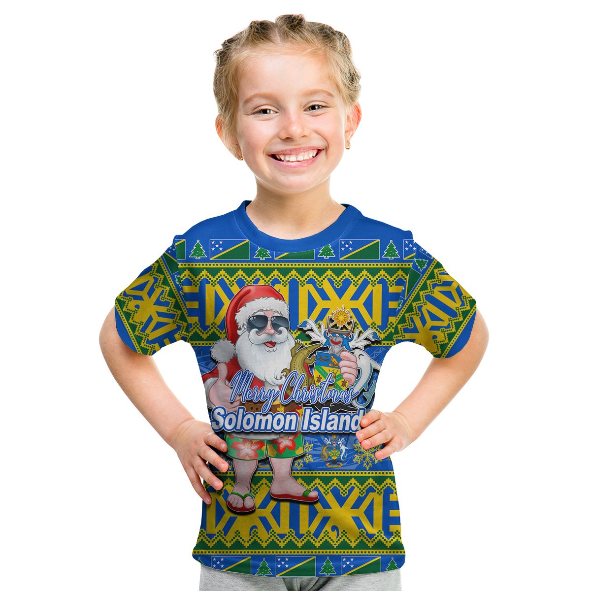 Solomon Islands Christmas T Shirt Kid Cool Santa Claus LT6 Youth XL Size14 - Polynesian Pride