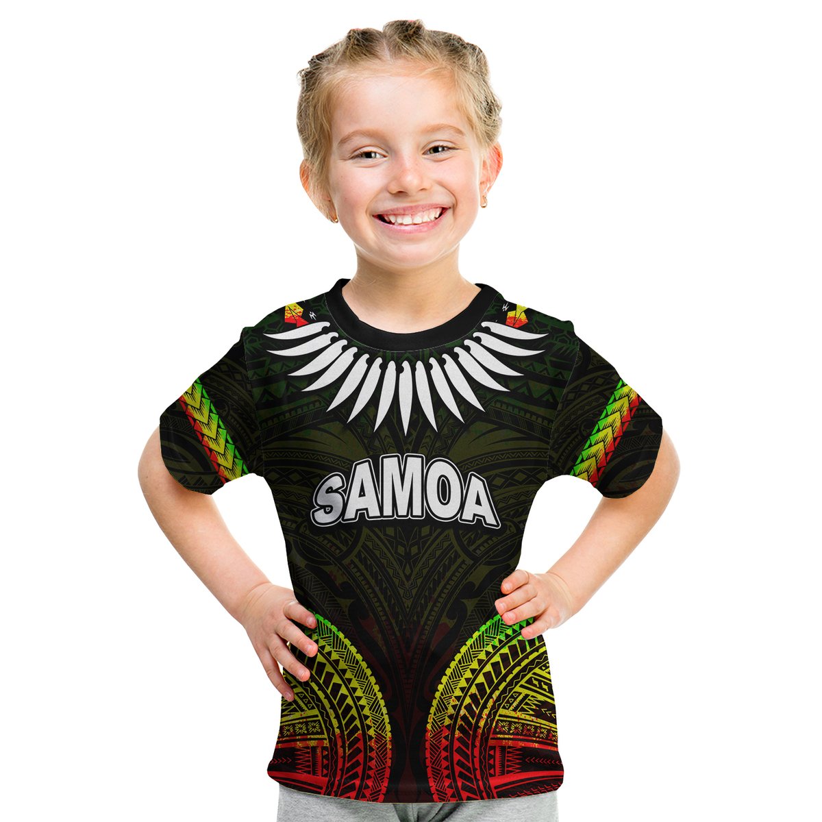 (Custom Personalised) Samoa Ula Nifo Tribal T Shirt KID Reggage Style LT6 Youth XL Size14 - Polynesian Pride