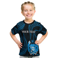 (Custom Personalised) Tonga Pattern T Shirt Kid Always Proud Version Blue LT13 Youth XL Size14 - Polynesian Pride