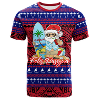Guam Christmas Felis Pasgua Santas Guam Surf Board T Shirt LT2 RED - Polynesian Pride