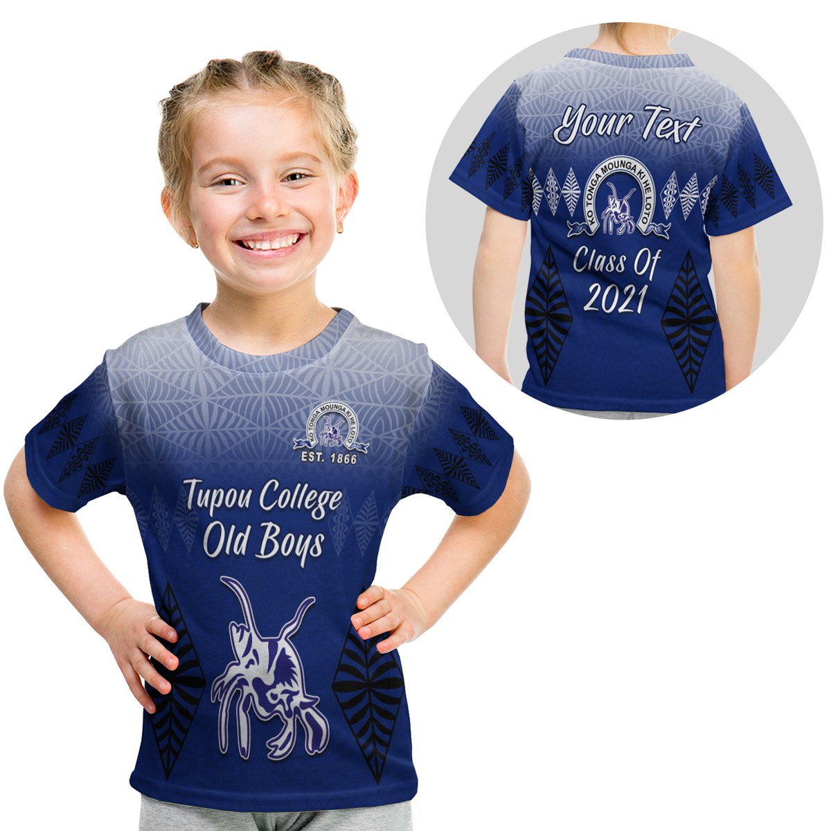 (Custom Personalised) Tupou College T Shirt Kid Old Boys Tongan Tapa - Class Year And Your Text LT13 Youth XL Size14 - Polynesian Pride