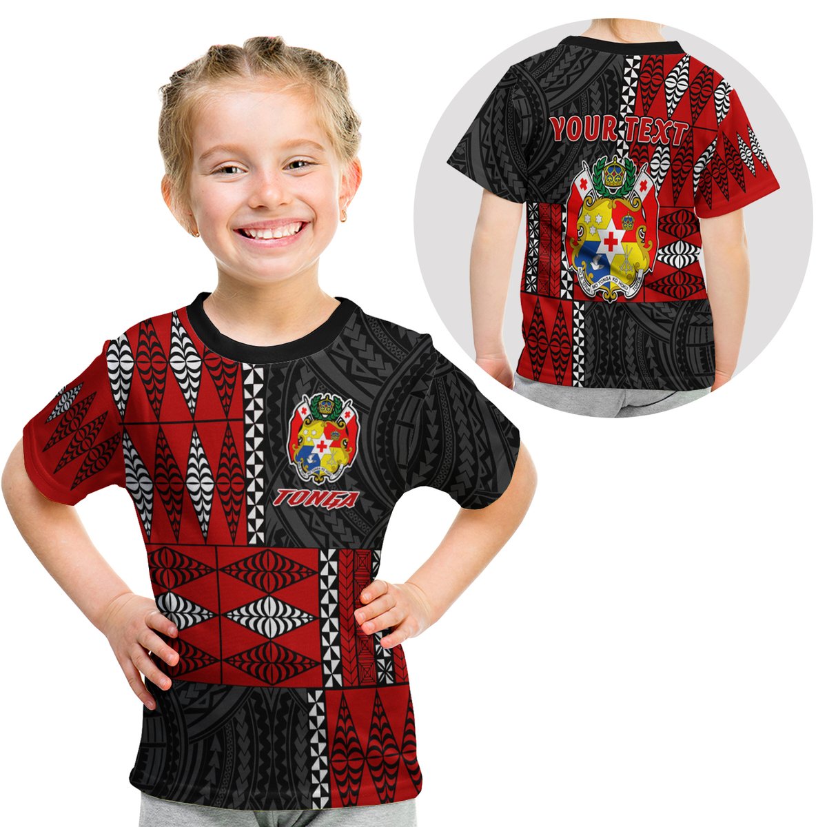 (Custom Personalised) Tonga T Shirt Kid Tongan Pattern Mix Polynesian LT13 Youth XL Size14 - Polynesian Pride