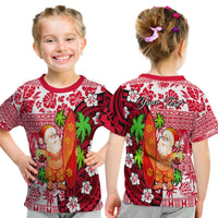 (Custom Personalised) Mele Kalikimaka T Shirt Kid Christmas Hawaii With Santa Claus LT13 Youth XL Size14 - Polynesian Pride