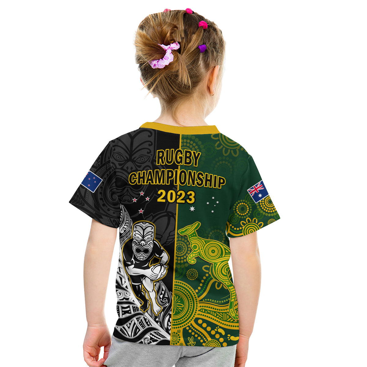 Australia Rugby Mix Aotearoa Rugby T Shirt Wallabies All Black 2023 Special Version LT14 - Polynesian Pride