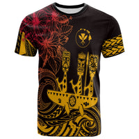 Hawaii Outrigger Canoe Paddling T Shirt Tribal Tiki LT7 Adult Black - Polynesian Pride