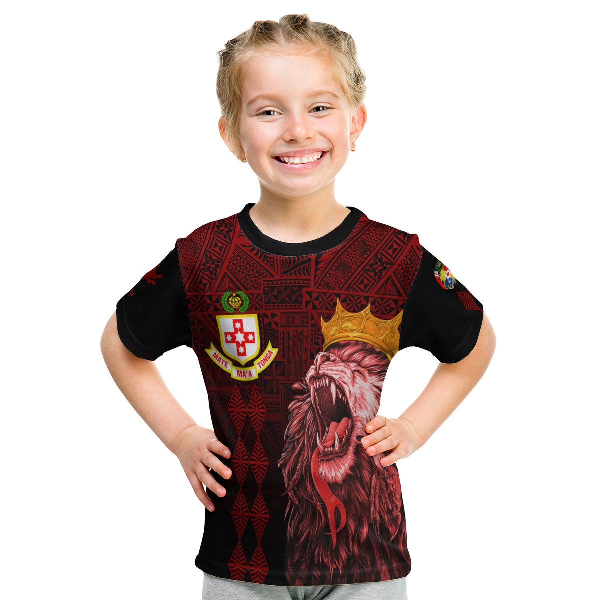 (Custom Personalize) Kolisi Tonga 'Atele Old Boys Kid T Shirt Red Lions LT7 Youth XL Size14 - Polynesian Pride