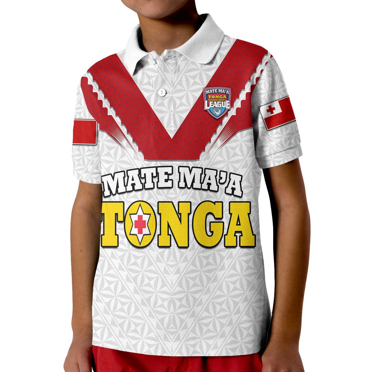 Custom Mate Maa Tonga Rugby Polo Shirt Tongan Kupesi White Style LT9 - Polynesian Pride