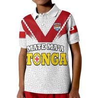 Custom Mate Maa Tonga Rugby Polo Shirt Tongan Kupesi White Style LT9 - Polynesian Pride