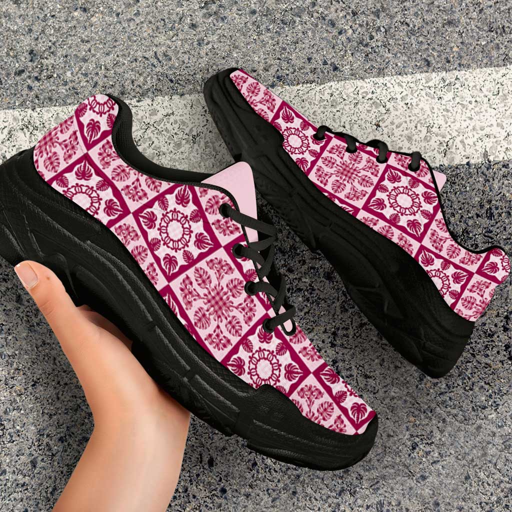 Akala Palaka Quilt Hawaii Chunky Sneakers Hawaiian Tropical Monstera Sea Turtle