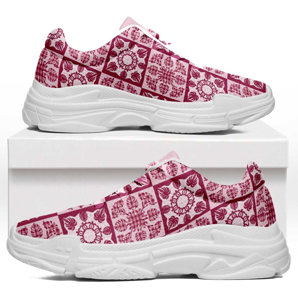 Akala Palaka Quilt Hawaii Chunky Sneakers Hawaiian Tropical Monstera Sea Turtle