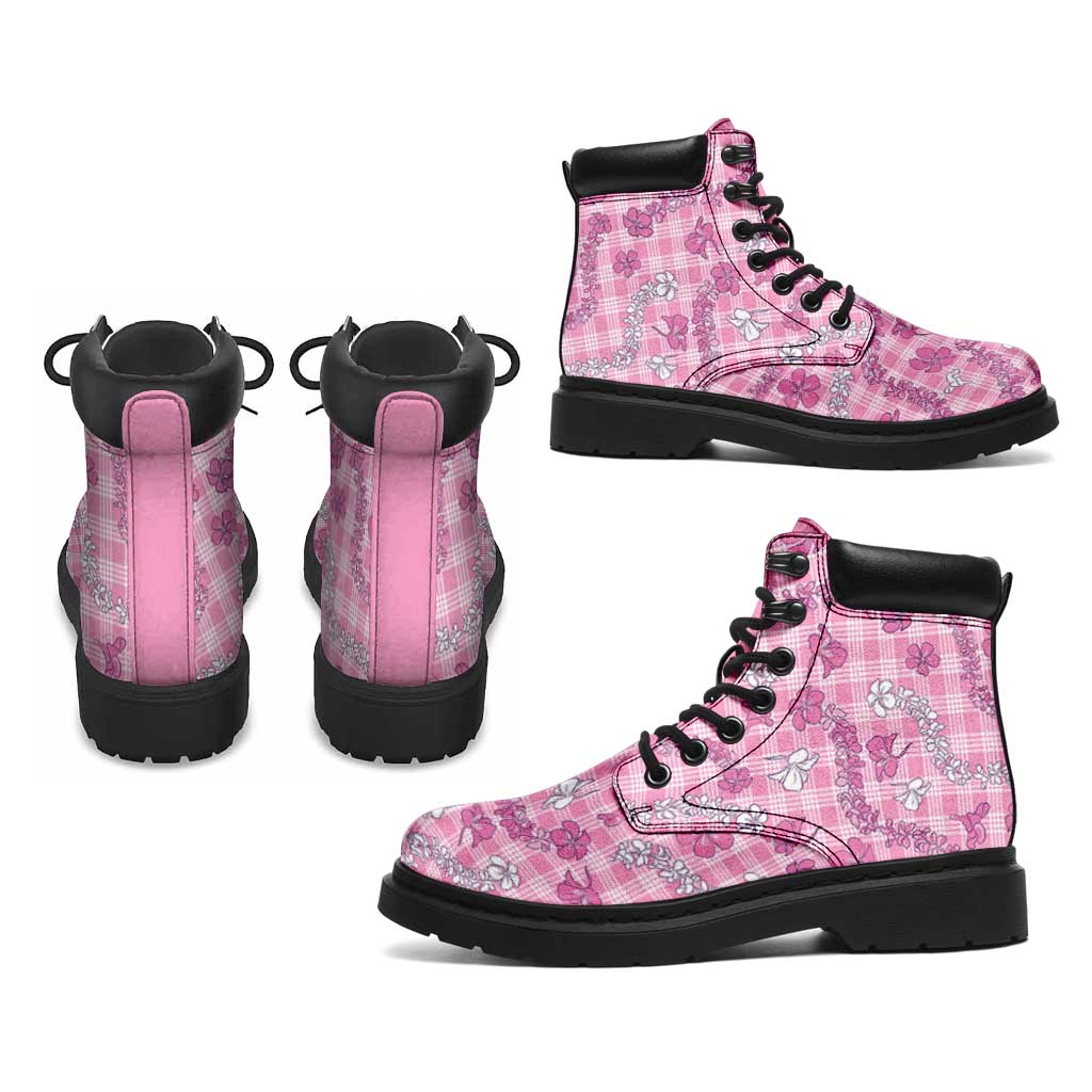 Alaka Aloha Hawaii All Season Boots Plumeria Lei With Palaka Motif - Polynesian Pride