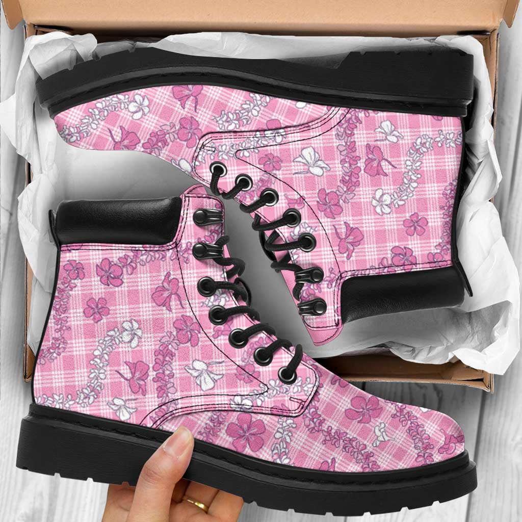 Alaka Aloha Hawaii All Season Boots Plumeria Lei With Palaka Motif - Polynesian Pride