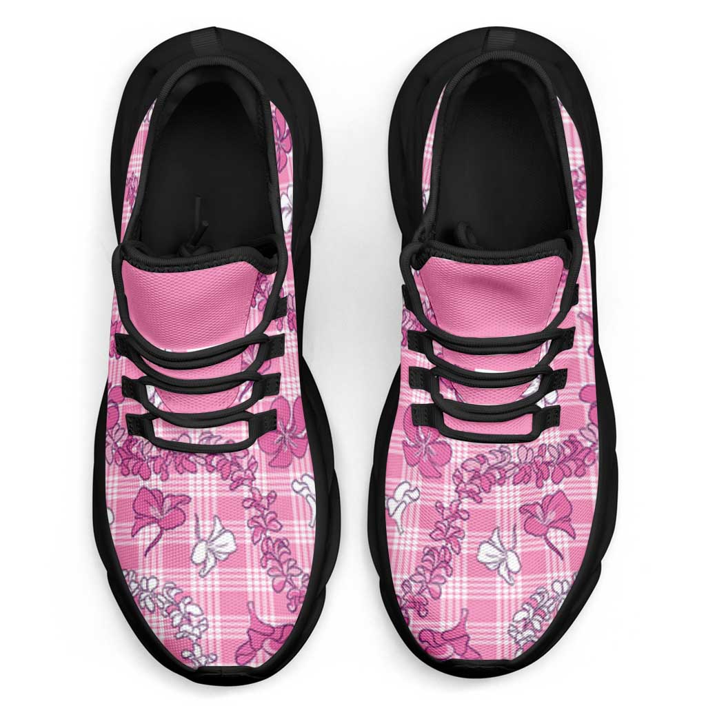 Alaka Aloha Hawaii Clunky Sneakers Plumeria Lei With Palaka Motif - Polynesian Pride