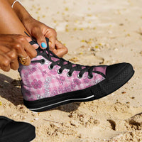 Alaka Aloha Hawaii High Top Shoes Plumeria Lei With Palaka Motif - Polynesian Pride