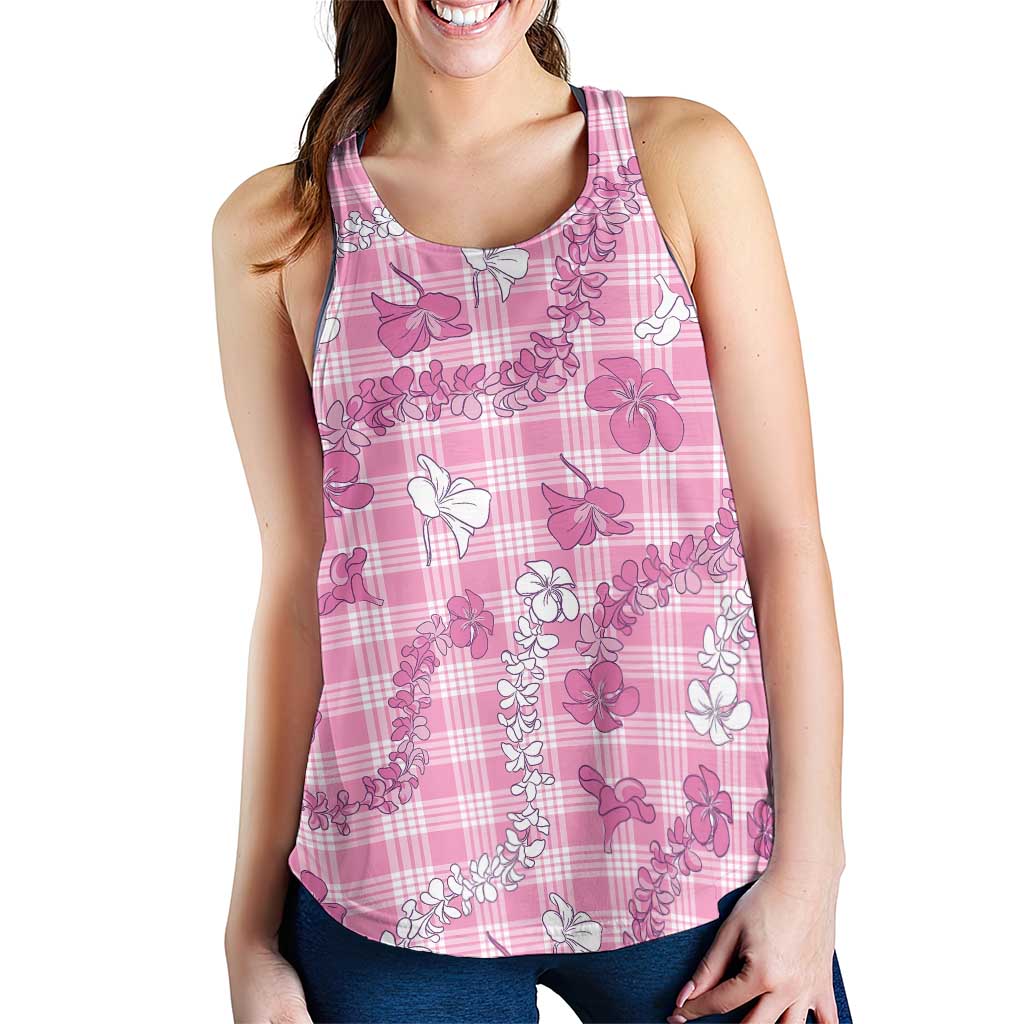 Alaka Aloha Hawaii Women Racerback Tank Plumeria Lei With Palaka Motif LT14 - Polynesian Pride