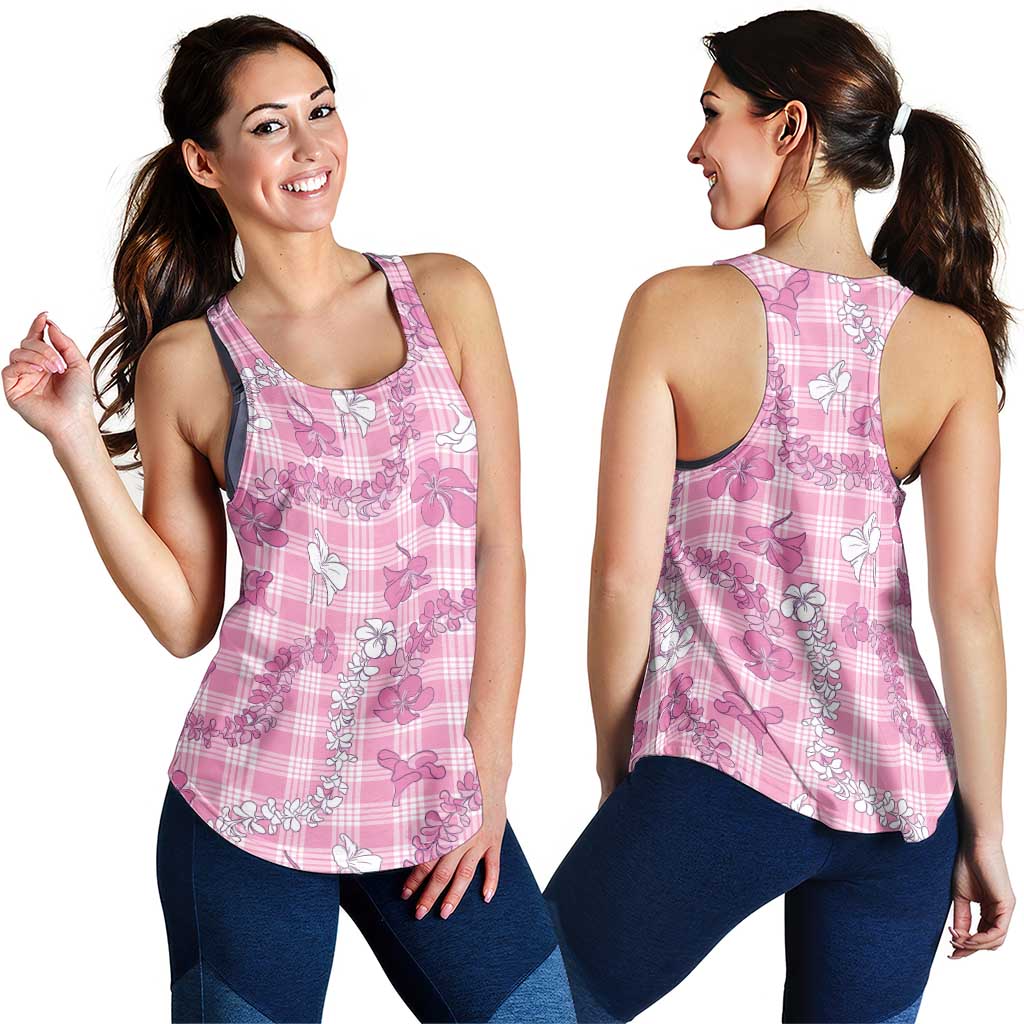 Alaka Aloha Hawaii Women Racerback Tank Plumeria Lei With Palaka Motif LT14 - Polynesian Pride