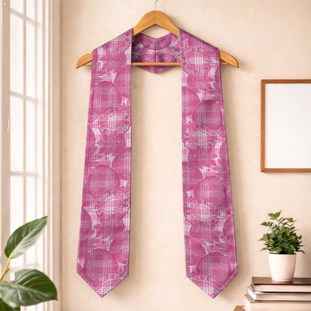 Alaka Hawaii Breadfruit Palaka Motifs Graduation Stole LT14 One Size Pink - Polynesian Pride