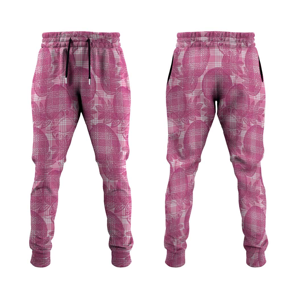 Alaka Hawaii Breadfruit Palaka Motifs Jogger Pants LT14 Pink - Polynesian Pride