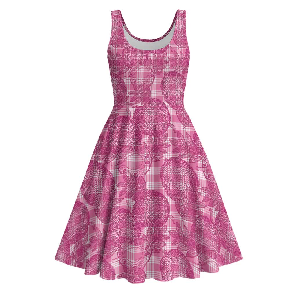 Alaka Hawaii Breadfruit Palaka Motifs Midi Dress LT14 Pink - Polynesian Pride