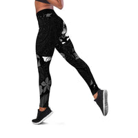 Aloha Hawaii Floral Tapa Leggings Patchwork Charcoal - Polynesian Pride