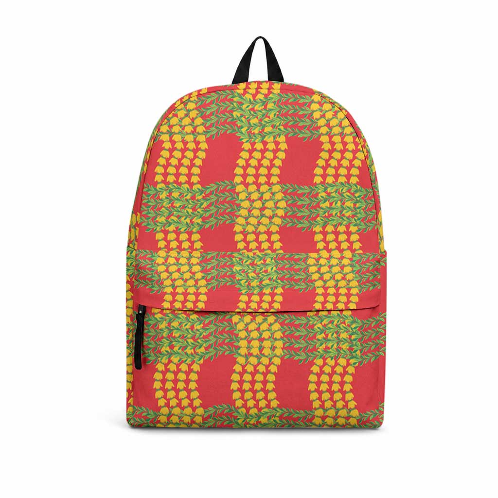 Aloha Hawaii Ilima Maile Lei Backpack Palaka Inspired Hawaiian-plaid Red LT14 Red - Polynesian Pride