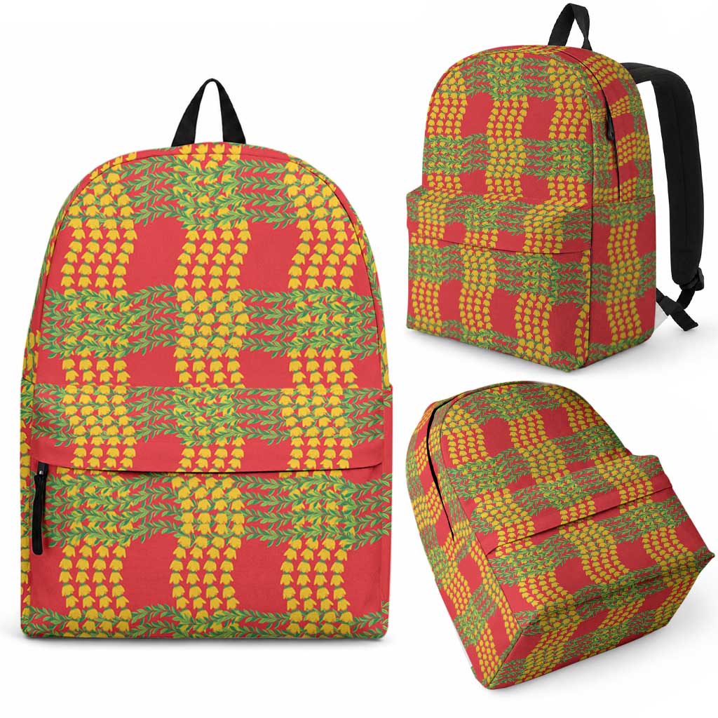Aloha Hawaii Ilima Maile Lei Backpack Palaka Inspired Hawaiian-plaid Red LT14 - Polynesian Pride