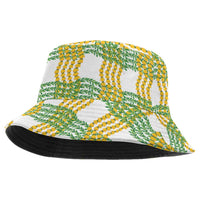 Aloha Hawaii Ilima Maile Lei Bucket Hat Palaka Inspired Hawaiian-plaid White LT14 One Size White - Polynesian Pride