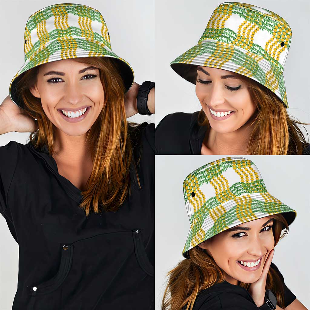 Aloha Hawaii Ilima Maile Lei Bucket Hat Palaka Inspired Hawaiian-plaid White LT14 - Polynesian Pride
