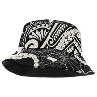 Aloha Hawaii Kalo Pikake Lei Bucket Hat Chest Tattoo Black Hawaiian Pattern LT14 One Size Black - Polynesian Pride