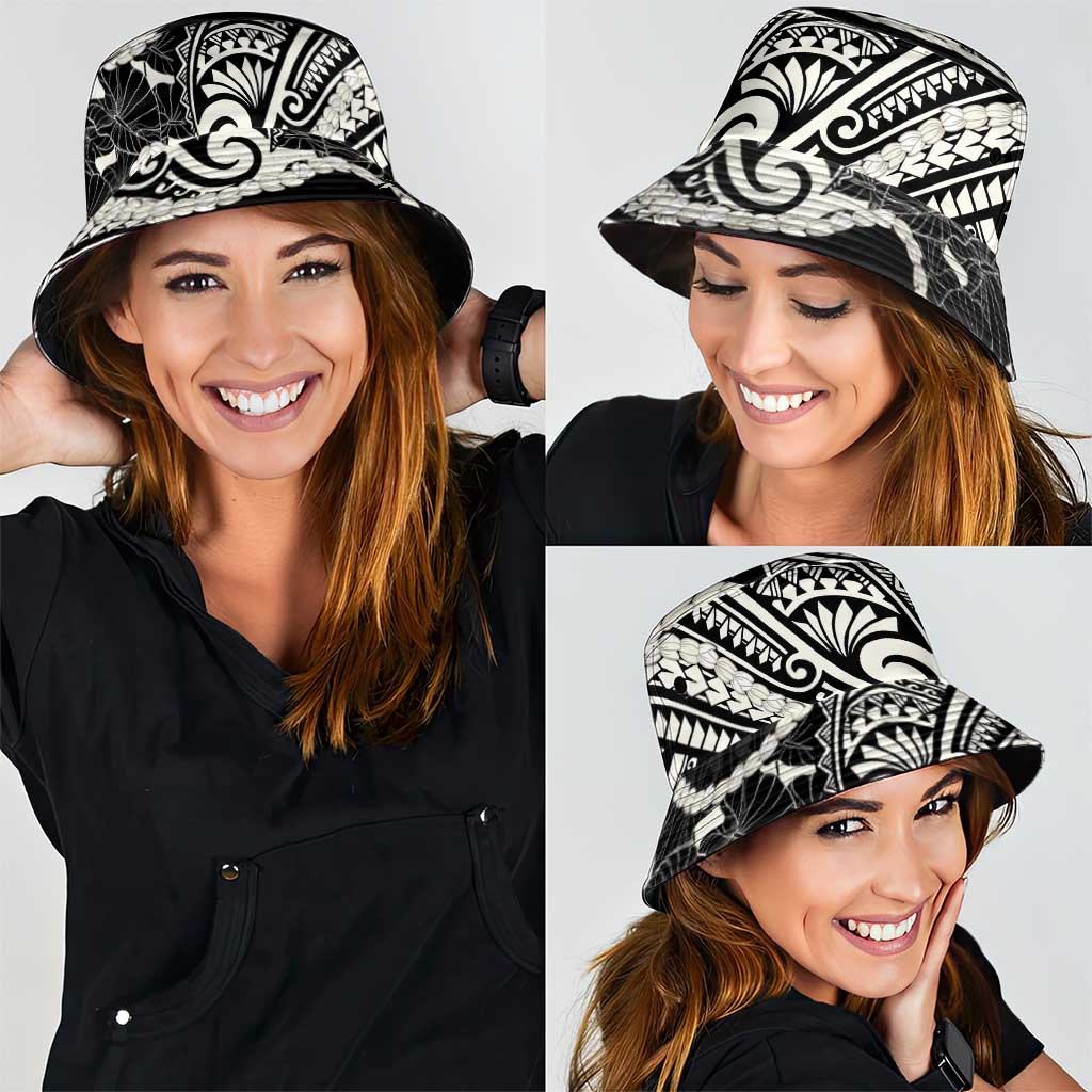 Aloha Hawaii Kalo Pikake Lei Bucket Hat Chest Tattoo Black Hawaiian Pattern LT14 - Polynesian Pride