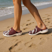 Aloha Hawaii Kalo Pikake Lei Clogs Shoes Chest Tattoo Oxblood Hawaiian Pattern