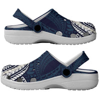 Aloha Hawaii Kalo Pikake Lei Clogs Shoes Chest Tattoo Oxford Blue Hawaiian Pattern LT14 - Polynesian Pride