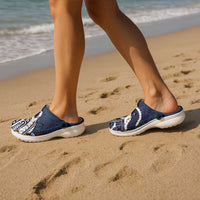 Aloha Hawaii Kalo Pikake Lei Clogs Shoes Chest Tattoo Oxford Blue Hawaiian Pattern LT14 - Polynesian Pride