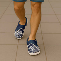 Aloha Hawaii Kalo Pikake Lei Clogs Shoes Chest Tattoo Oxford Blue Hawaiian Pattern LT14 - Polynesian Pride